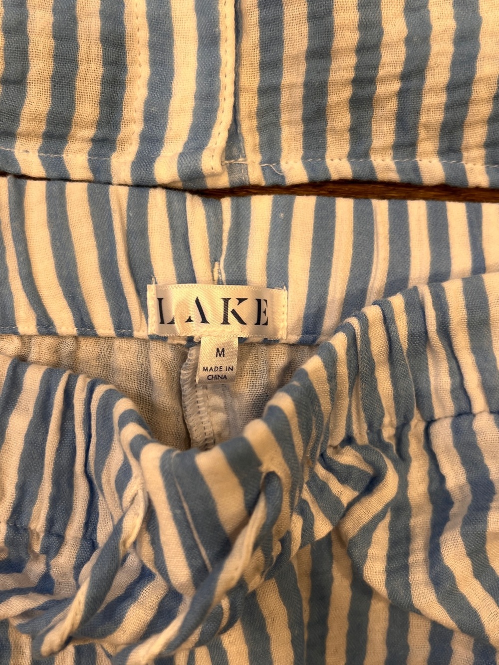 LAKE Hamptons Pajama Set in Sail Blue Awning Stripe Gauze Medium - Picture 6 of 13